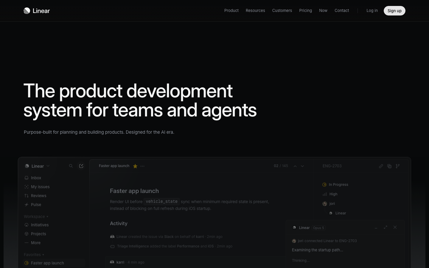 Linear homepage