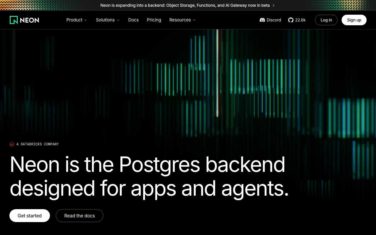 Neon homepage