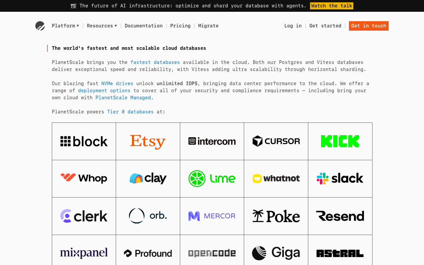 Planetscale homepage