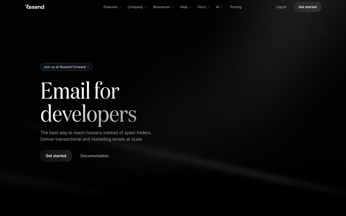 Resend homepage