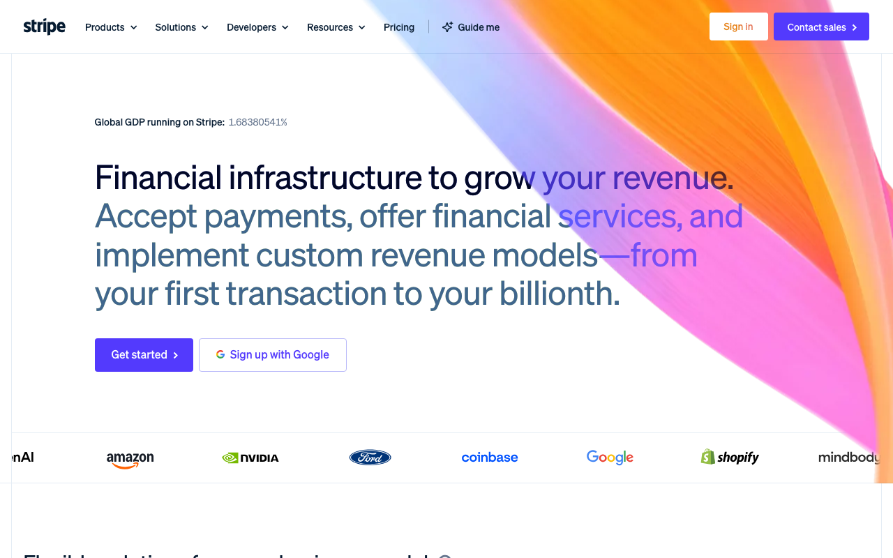 Stripe homepage